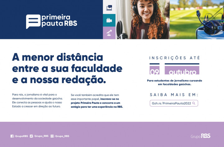 Primeira Pauta RBS está com inscrições abertas para estudantes de jornalismo