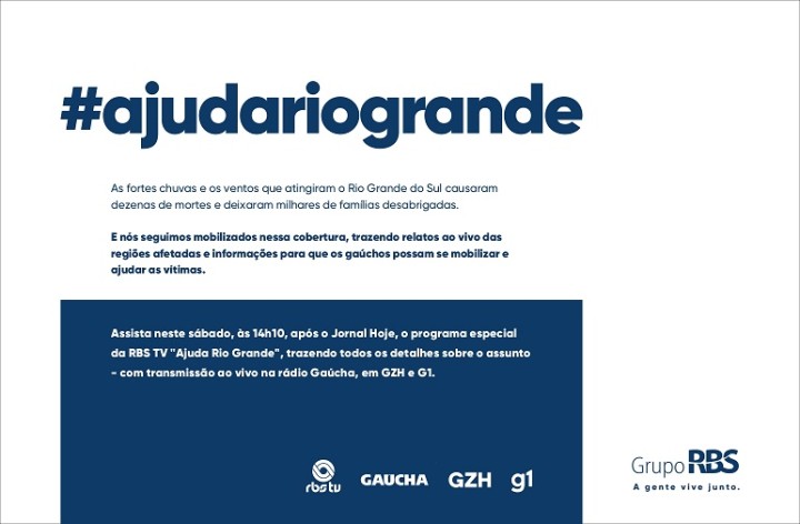 Grupo RBS transmite programa especial sobre a tragédia das chuvas no RS