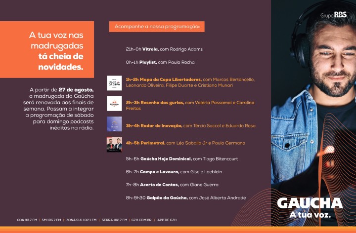 Gaúcha anuncia novidades na programação da madrugada