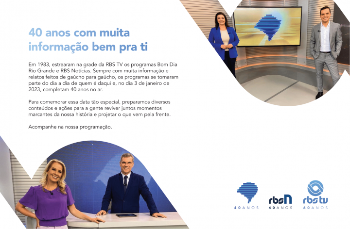 ‘Bom Dia Rio Grande’ e ‘RBS Notícias’ completam 40 anos de história nesta terça-feira (3)