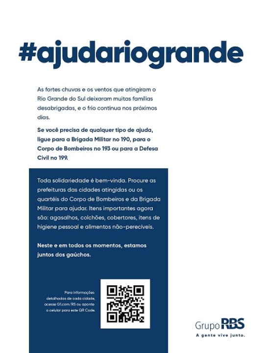 RBS TV exibe programa especial sobre ciclone que atingiu o RS e lança campanha Ajuda Rio Grande