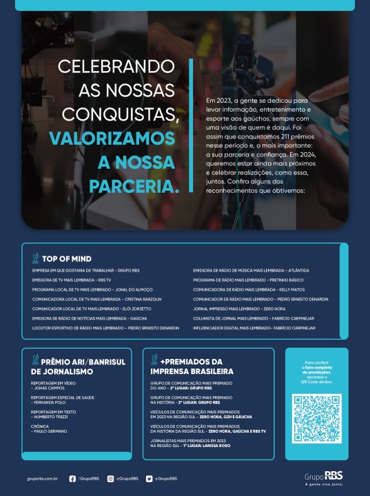 Grupo RBS comemora premiações de 2023