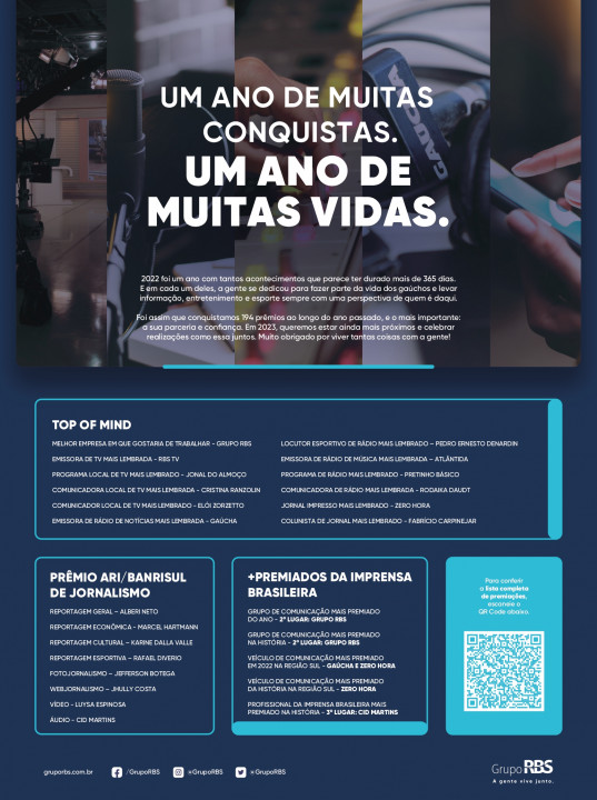 Grupo RBS celebra premiações de 2022