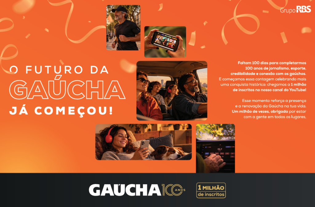 Rumo aos 100 anos, Gaúcha alcança 1 milhão de inscritos no Youtube