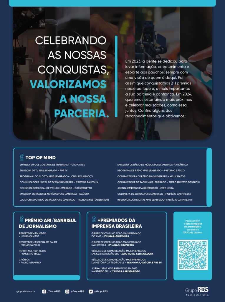 Grupo RBS comemora premiações de 2023